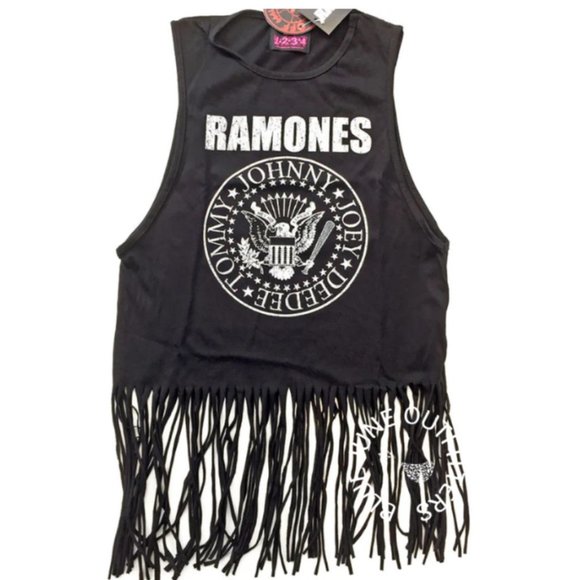 Ramones Presidential Seal Fringed Tank Top | Officially Licensed - Picture 1 of 4